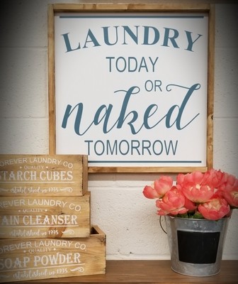 LAUNDRY TODAY OR NAKED TOMORROW (17x 17")