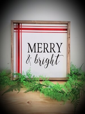TICKING STRIPE MERRY &amp; BRIGHT (14  x 14")
