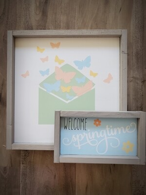WELCOME SPRINGTIME SIGN SET (12 x 12 &amp; 4x8 inches)-L*
