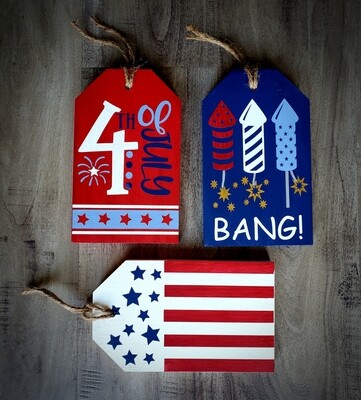 SET OF 3 PATRIOTIC TAGS-**