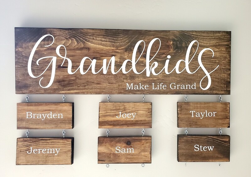 GRANDKIDS MAKE LIFE GRAND (24 X 7.5")-L  W/ 6 CUSTOM NAMES**