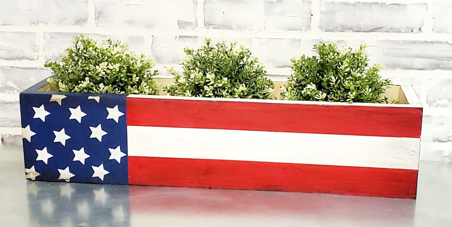 PATRIOTIC SIMPLE TROUGH (greenery not included)-*