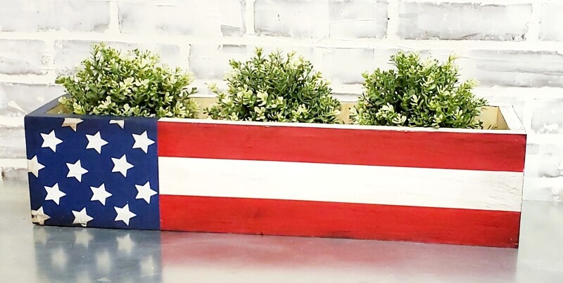 PATRIOTIC SIMPLE TROUGH (greenery not included)-*