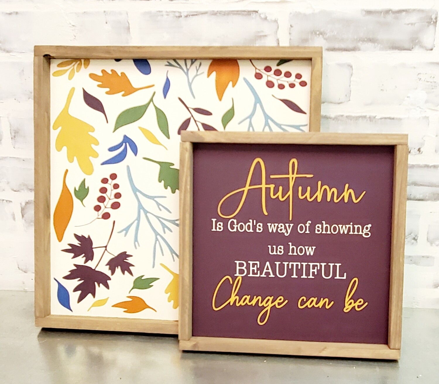 AUTUMN LEAVES SET ( 14 X 14 &amp; 10X10)
