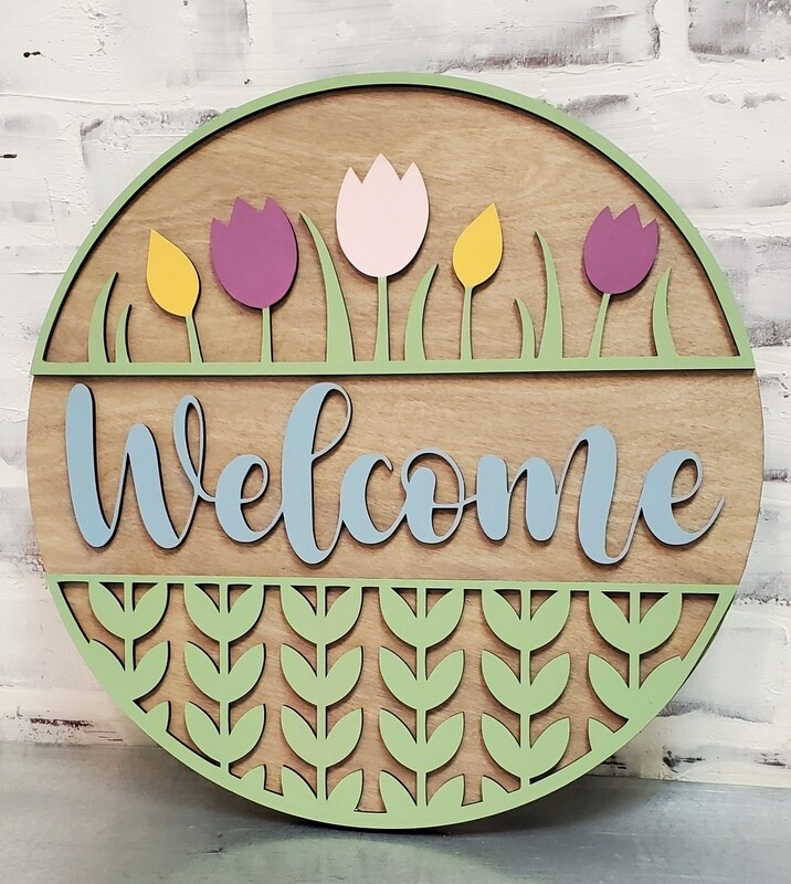 ROUND TULIP WELCOME SIGN*