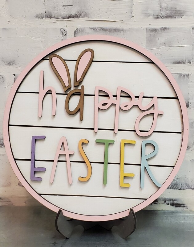 ROUND SHIPLAP HAPPY EASTER (10")*