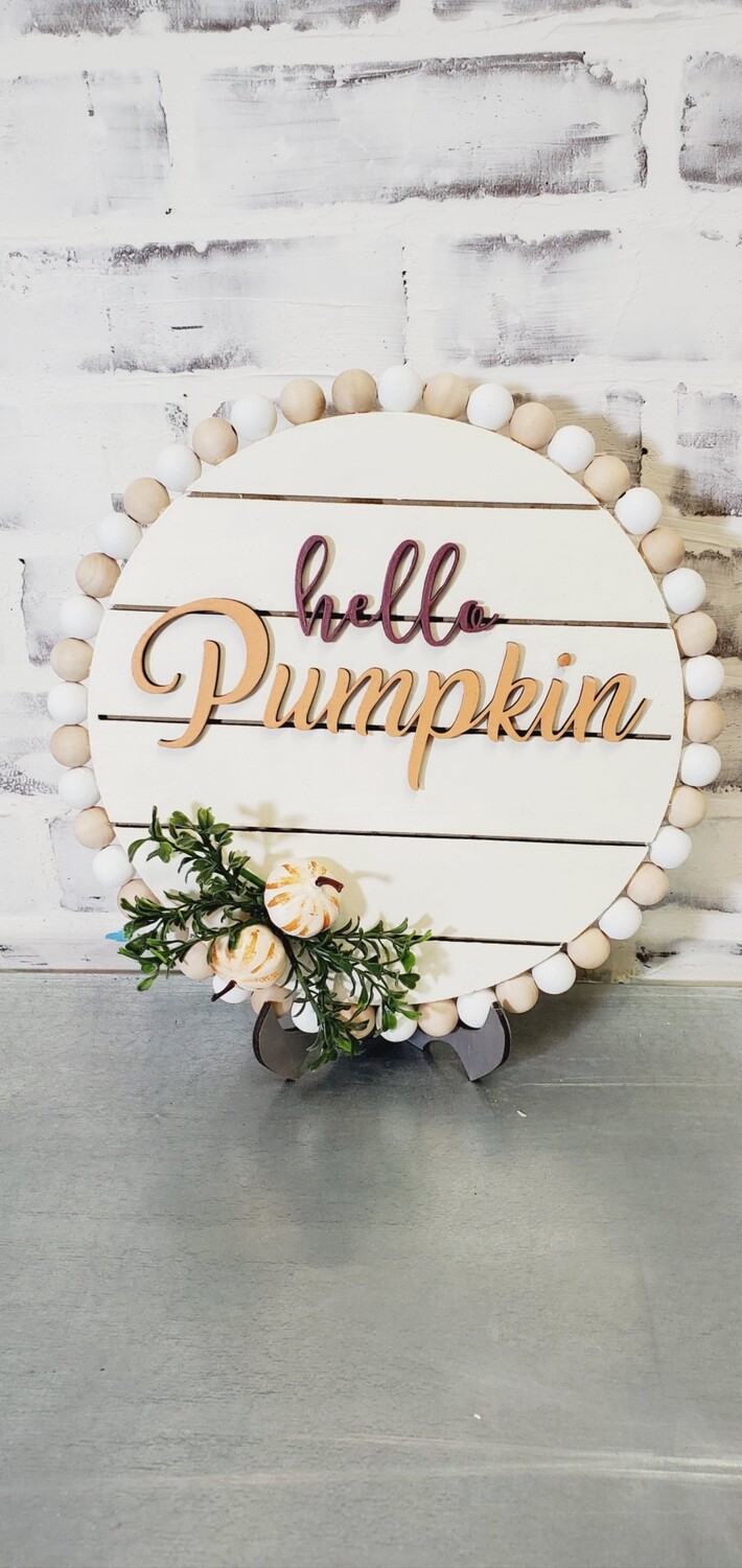BEADED SHIPLAP HELLO PUMPKIN-**