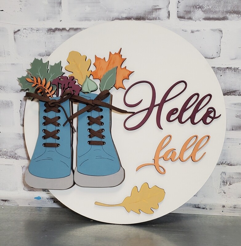 ROUND HELLO FALL WITH BOOTS (15&quot;)-**
