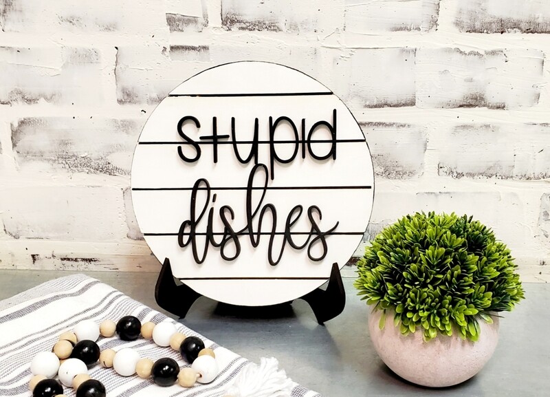 SHIPLAP STUPID DISHES (8&quot;)-*