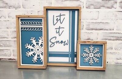 SET OF 3 LET IT SNOW SIGNS (6 X 6", 8 X 14", 6 X 12")-*