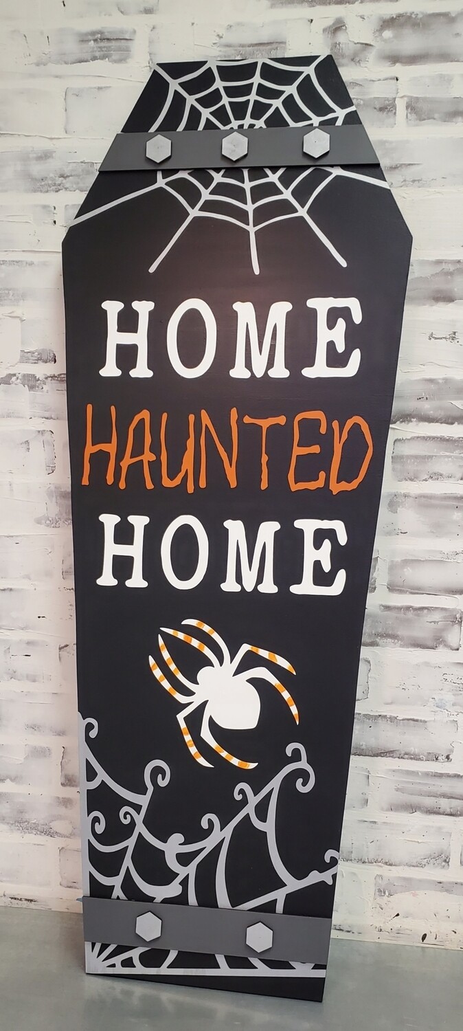 TALL HOME HAUNTED HOME COFFIN(16 x 42&quot;)*