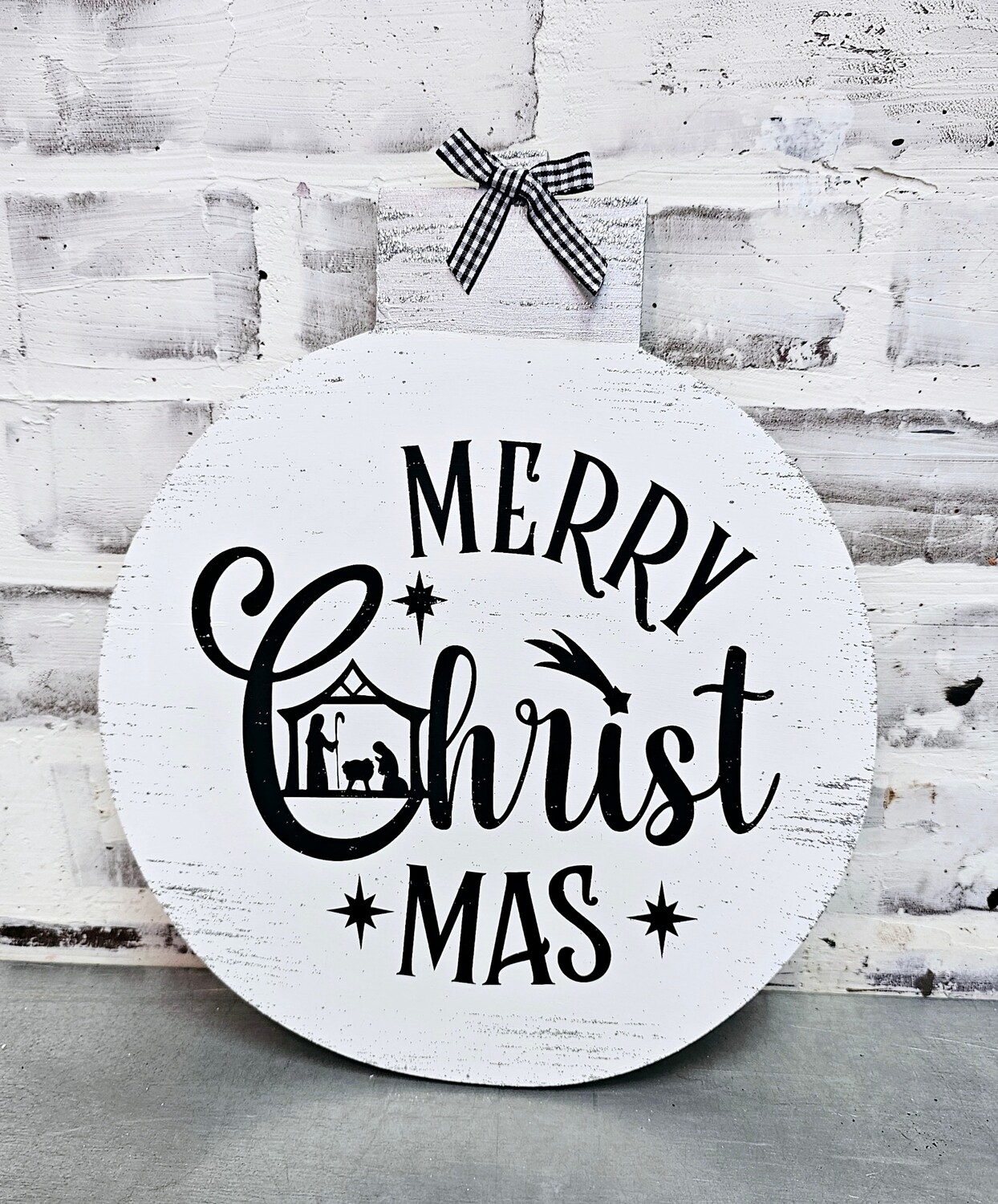 MERRY CHRIST MAS ORNAMENT SIGN (12&quot;)**