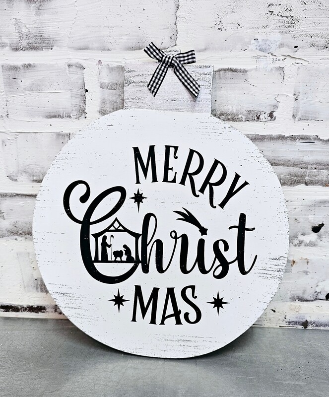 MERRY CHRIST MAS ORNAMENT SIGN (12&quot;)**