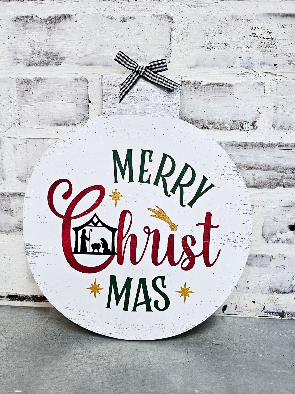 MERRY CHRIST MAS ORNAMENT SIGN (12")**