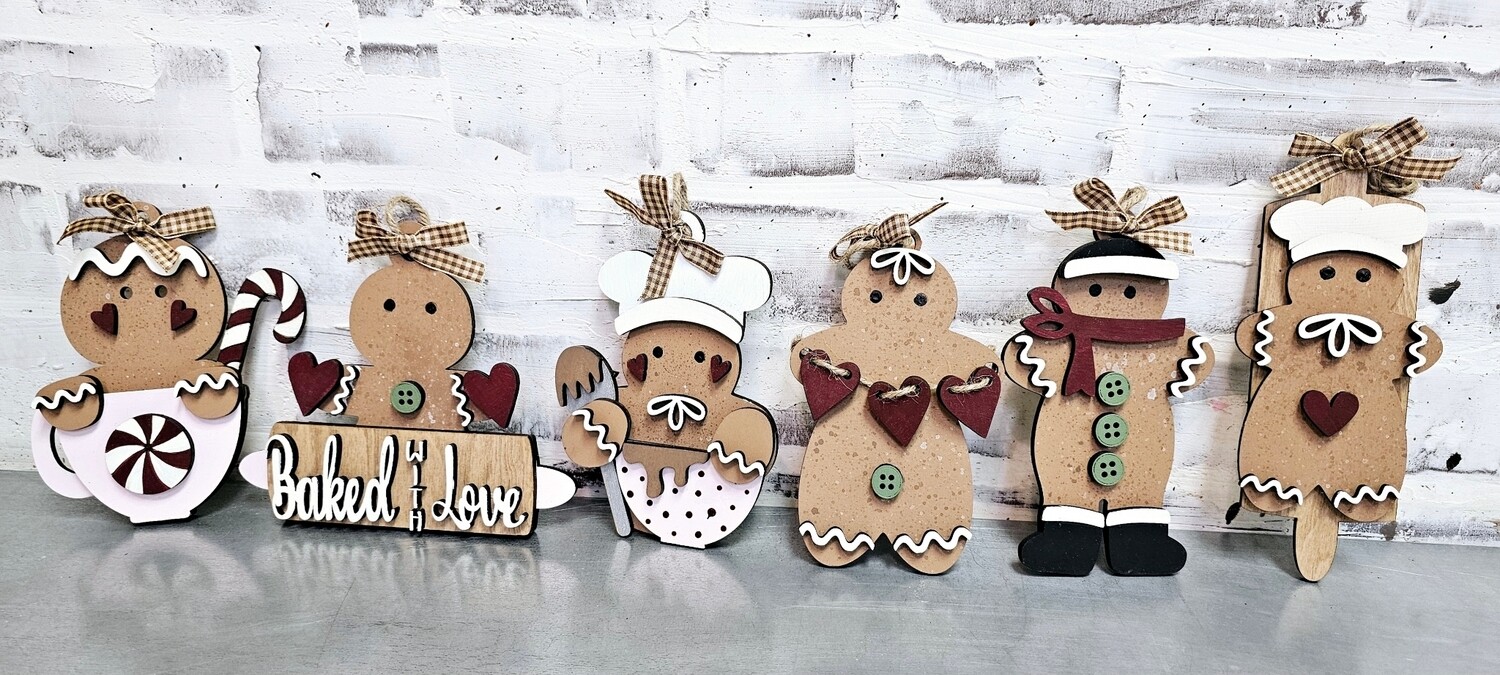 TREE ORNAMENTS-GINGERBREAD SET OF 6**
