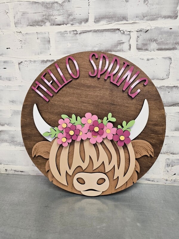 SPRING HIGHLAND COW (15")-*