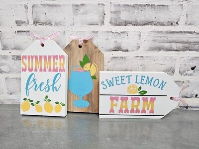 SET OF 3 SUMMER LEMON TAGS (3@ 5 x 7&quot; ea)-**