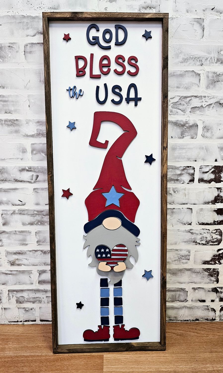 TALL PATRIOTIC GNOME SIGN (12 X 36&quot;)-P*