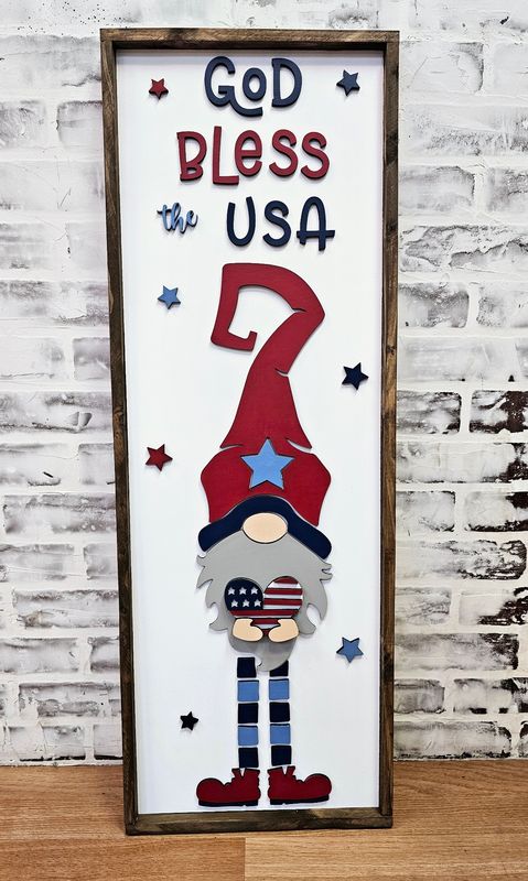 TALL PATRIOTIC GNOME SIGN (12 X 36&quot;)-P*