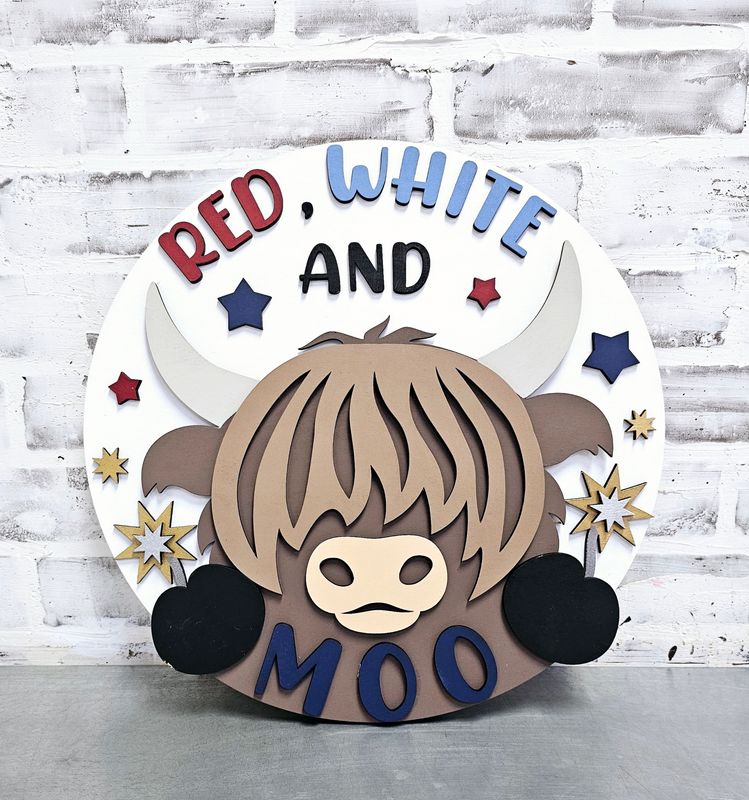 RED, WHITE AND MOO CIRCLE (15&quot;) *