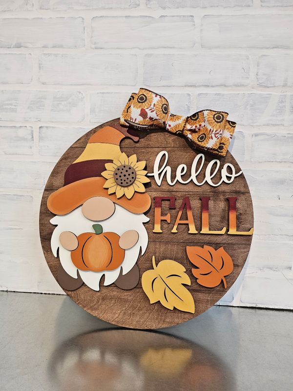 HELLO FALL GNOME DOORHANGER (15&quot;) *