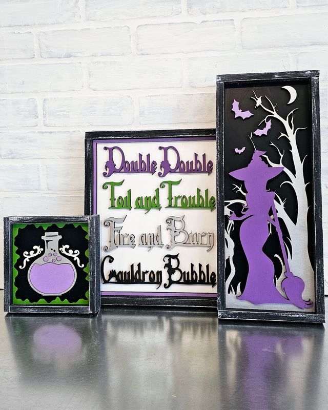 SET OF 3 HALLOWEEN WITCH SIGNS (6 X 6, 6 X 16, &amp; 10 X 12)*