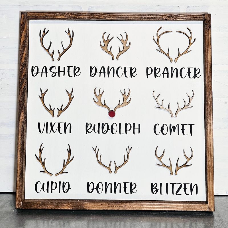 REINDEER ANTLERS SIGN (14 X 14&quot;)*