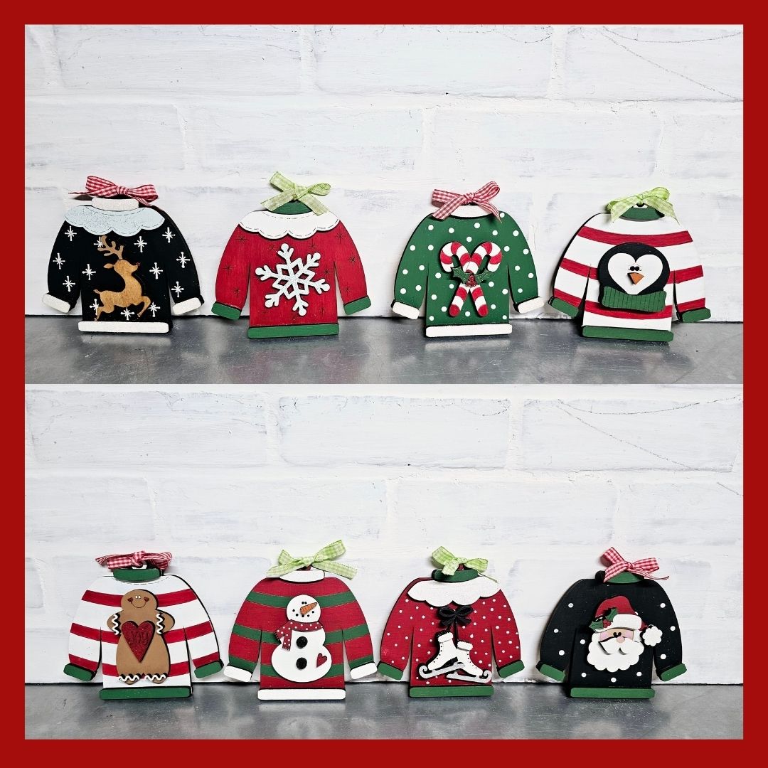 TREE ORNAMENTS- HOLIDAY SWEATERS (SET OF 8)