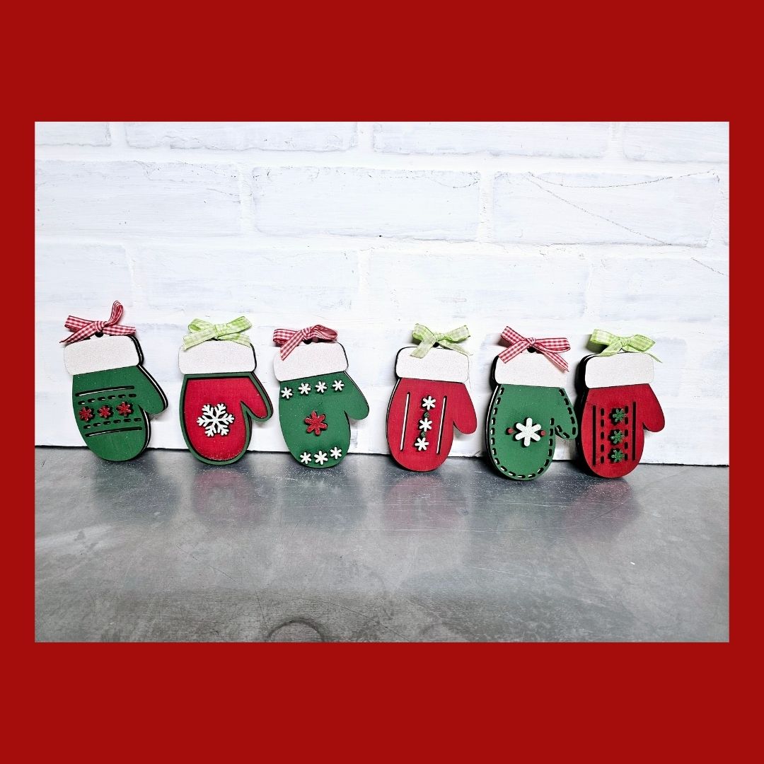 TREE ORNAMENTS- HOLIDAY MITTENS (SET OF 6)