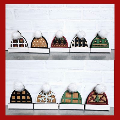 TREE ORNAMENTS- HOLIDAY BEANIES (SET OF 9)