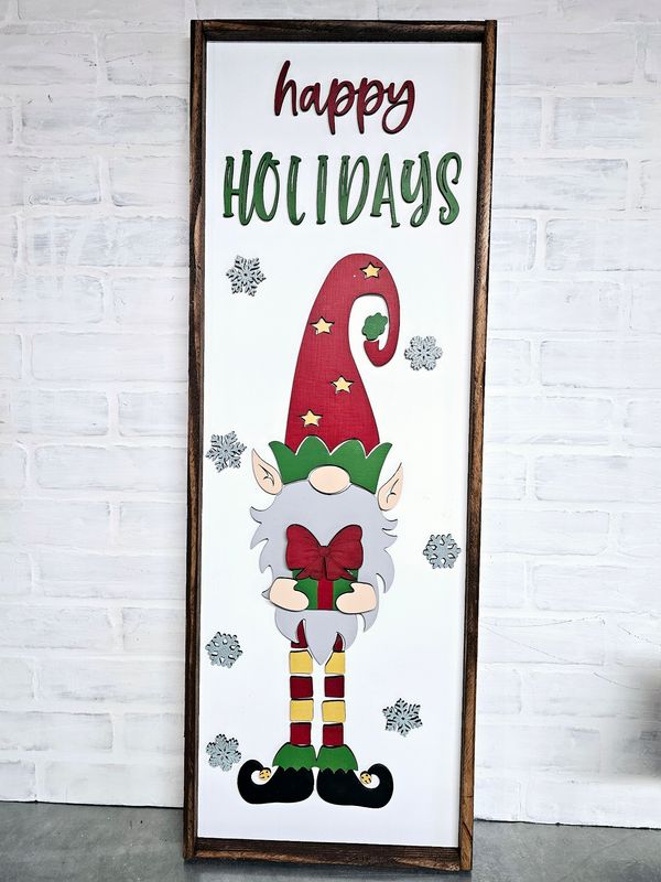 TALL CHRISTMAS GNOME SIGN (12 X 36&quot;)*