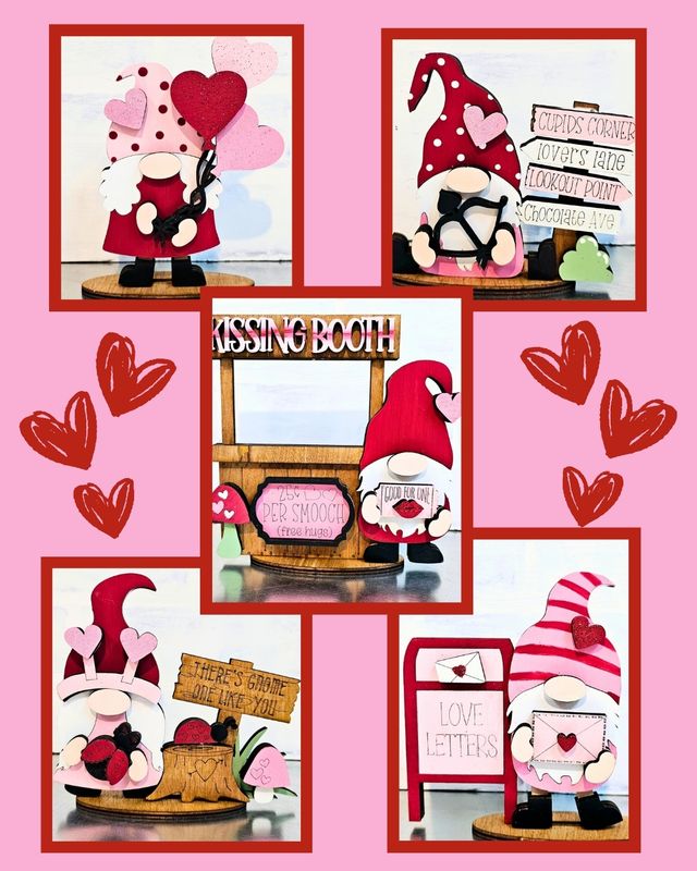 SET OF 5 MINI VALENTINE GNOMES