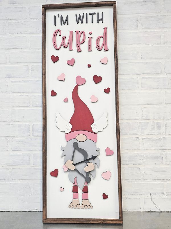 TALL VALENTINE GNOME SIGN ( 12 X 36 PORT)*