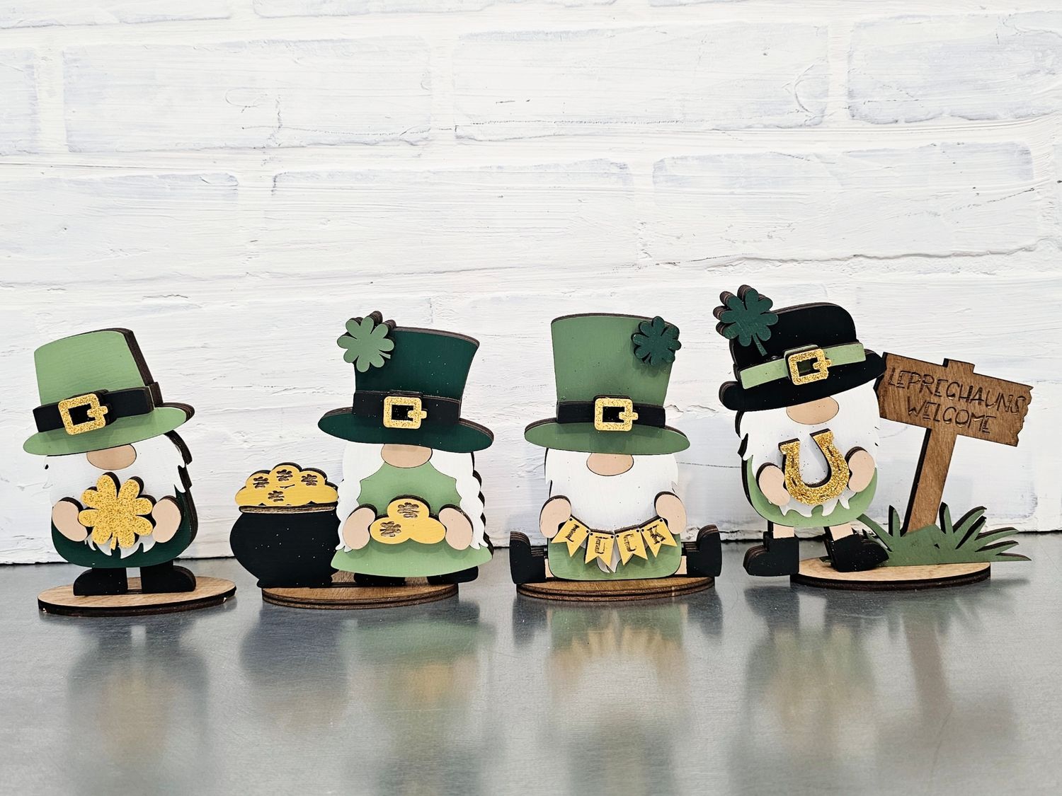 SET OF 4 MINI ST. PATRICK&#39;S GNOMES