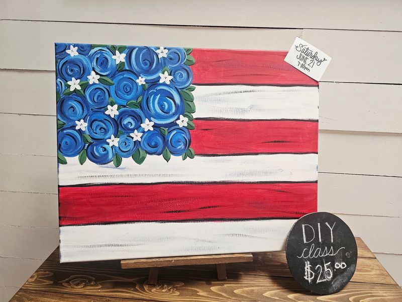 FLORAL FLAG CANVAS PAINT NIGHT (June 21st 7pm)