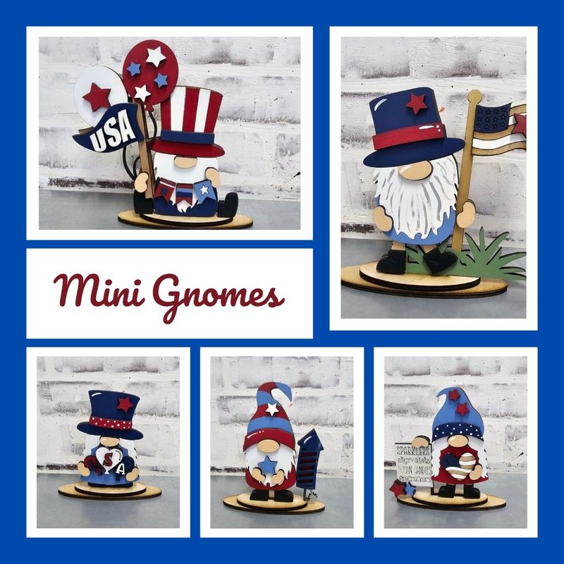 SET OF 5 PATRIOTIC MINI GNOMES