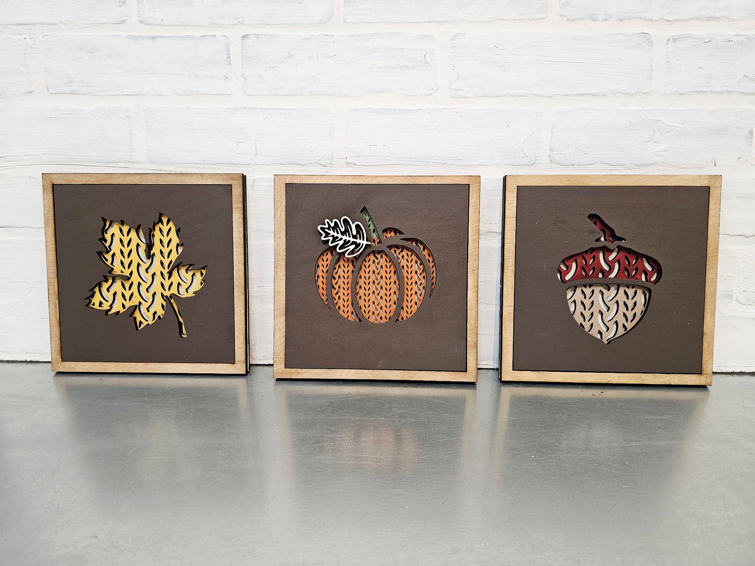 SET OF 3 SWEATER FALL SIGNS ( 8 X 8 EACH)