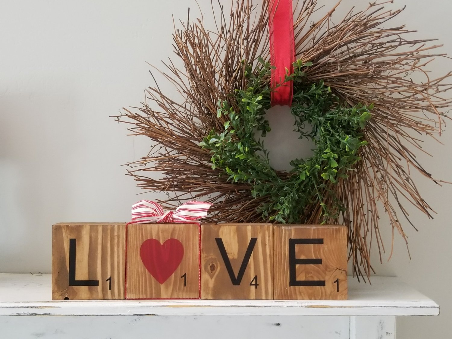 SCRABBLE LOVE BLOCKS (4- 4 x 4 BLOCKS)-**
