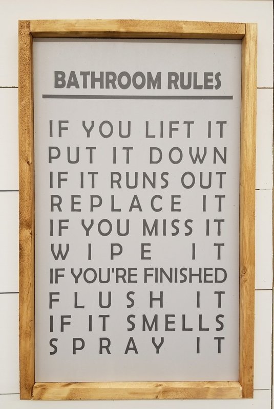 BATHROOM RULES SIGN (12 x 20&quot;)-P