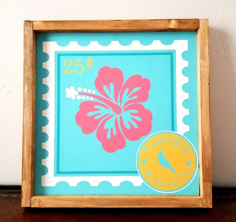 HIBISCUS STAMP SIGN (12 x 12&quot;)
