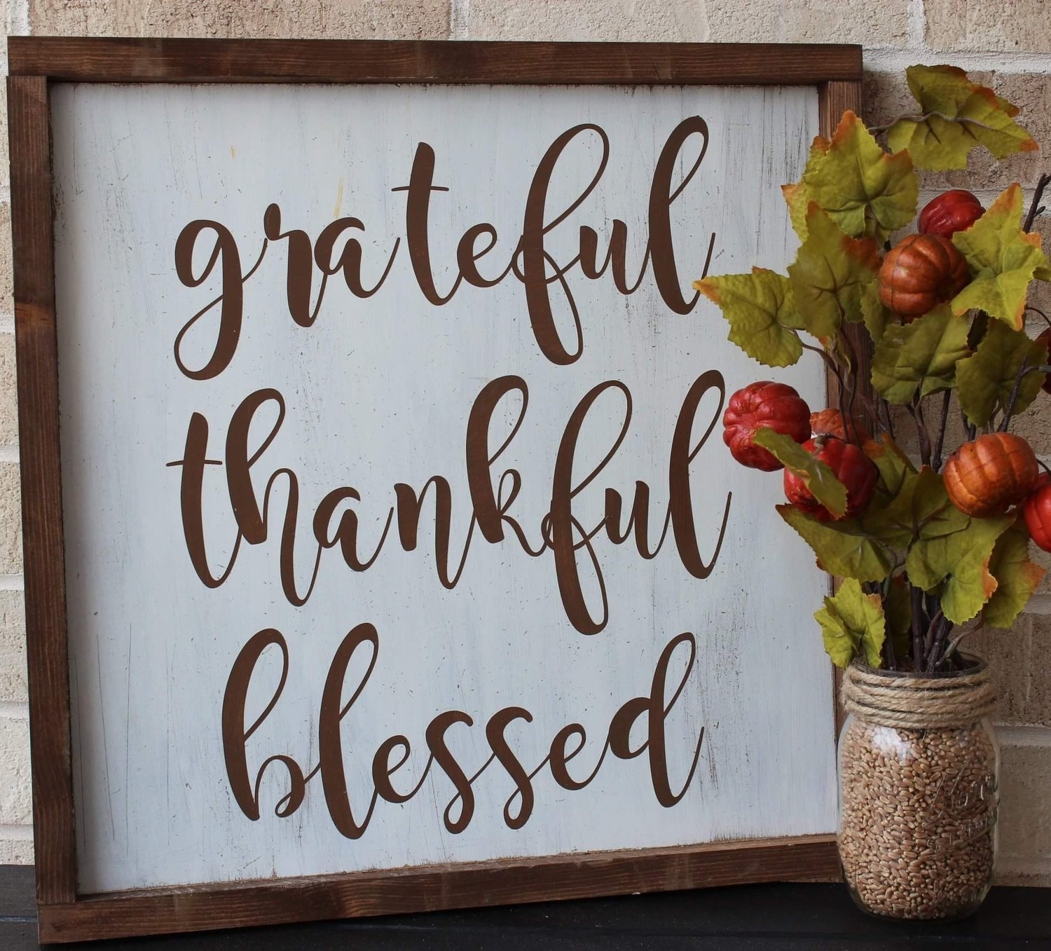 GRATEFUL THANKFUL BLESSED (14 x 14&quot;)