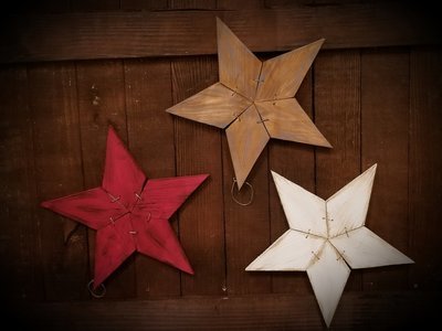 LARGE PATCHWORK STAR ORNAMENTS ( SET OF 3 @ 12")**