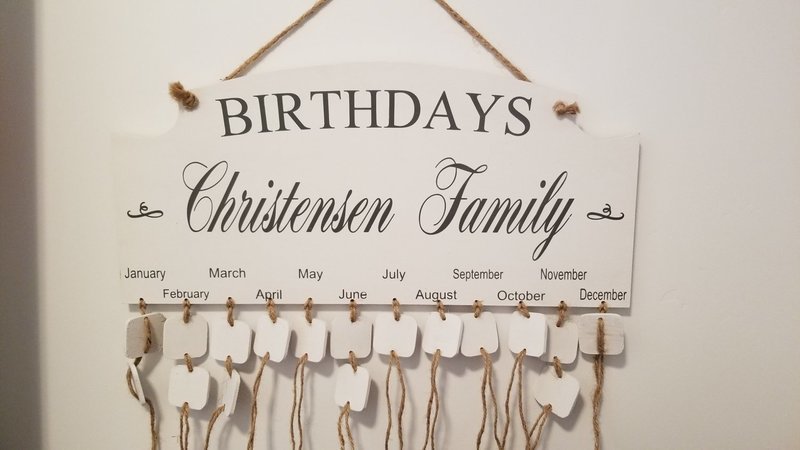 BIRTHDAY CALENDAR  (comes with 20 squares)**