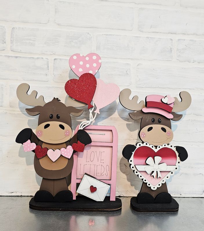 BOY &amp; GIRL VALENTINE MOOSE SET