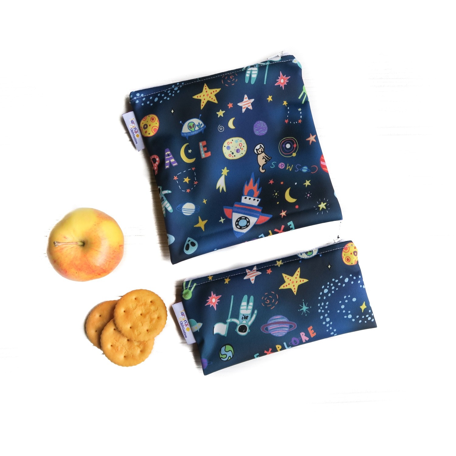 Reusable Snack and Sandwich Bag Set -Space