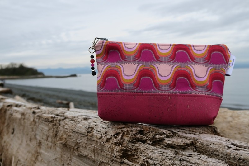 Large Cork Carry Case Pink Wave