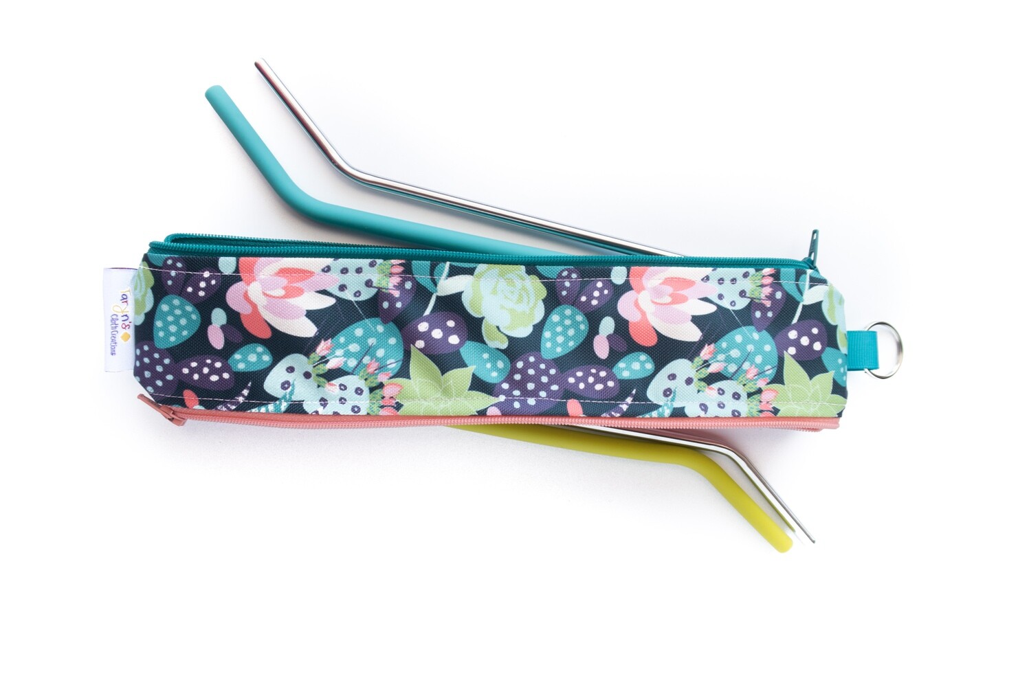 Reusable Straw Bag, Double sided -Flowering Cactus