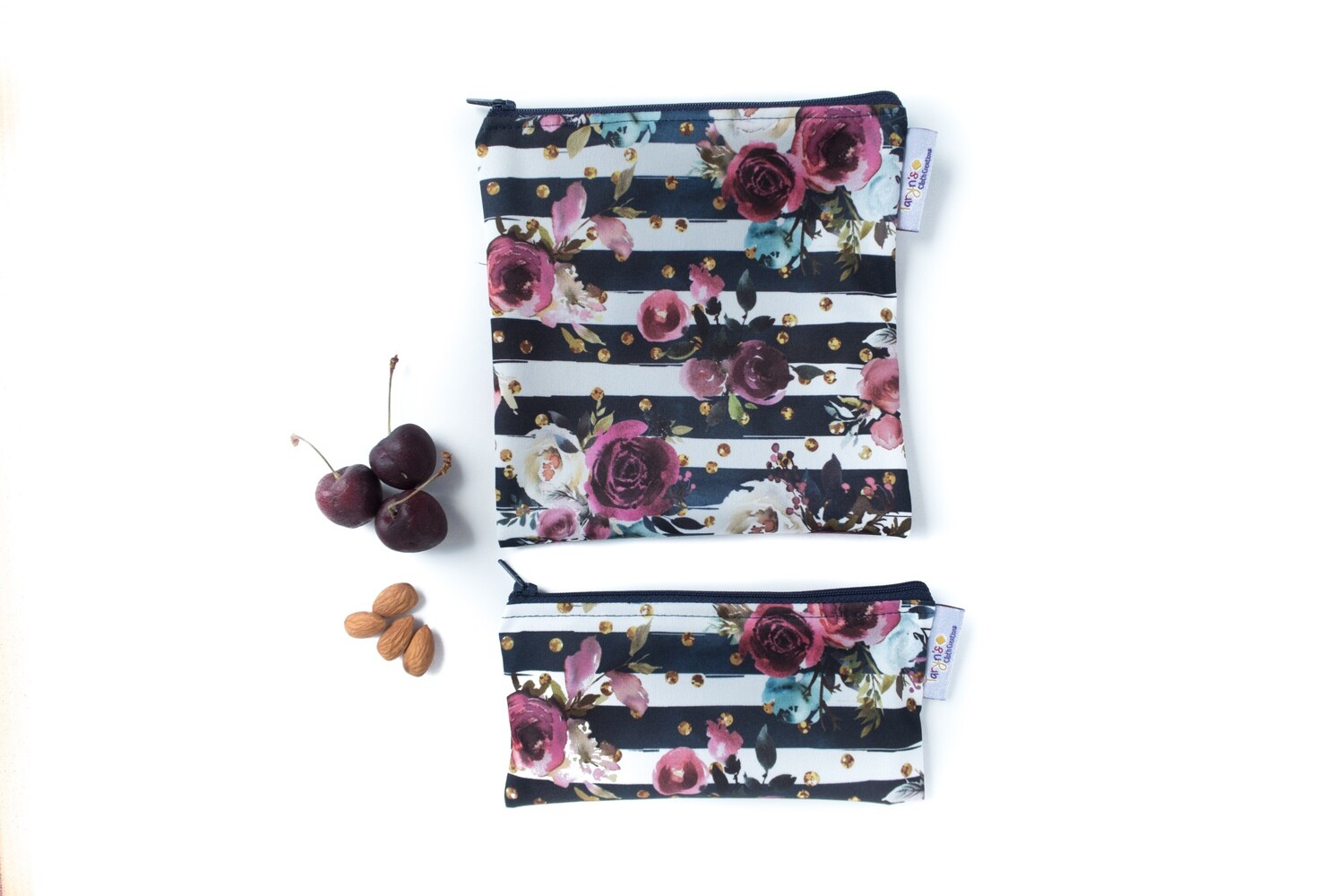 Reusable Snack and Sandwich Bag Set -merlot rose