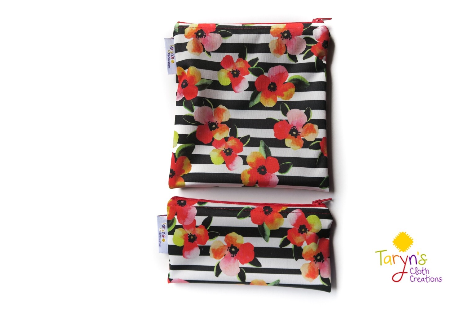 Reusable Snack and Sandwich Bag Set -Red Floral