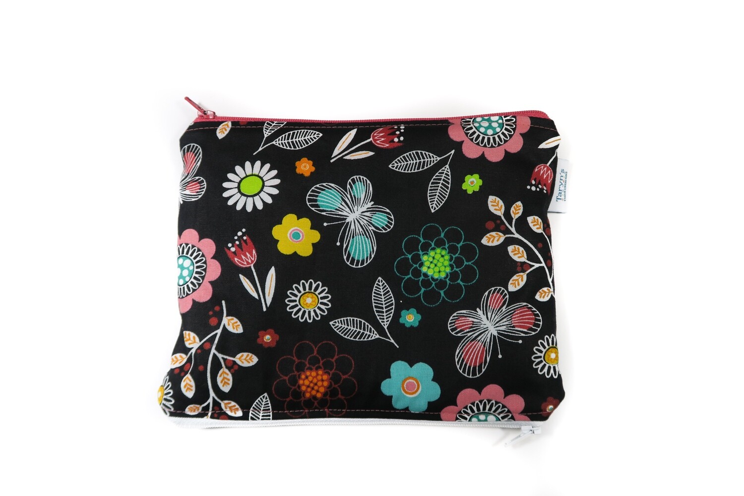Small Double-sided Wet/dry Bag -Floral on Black